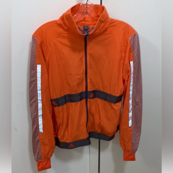 Adidas x Stella McCartney hot orange mesh logo zip up windbreaker - Picture 4 of 7